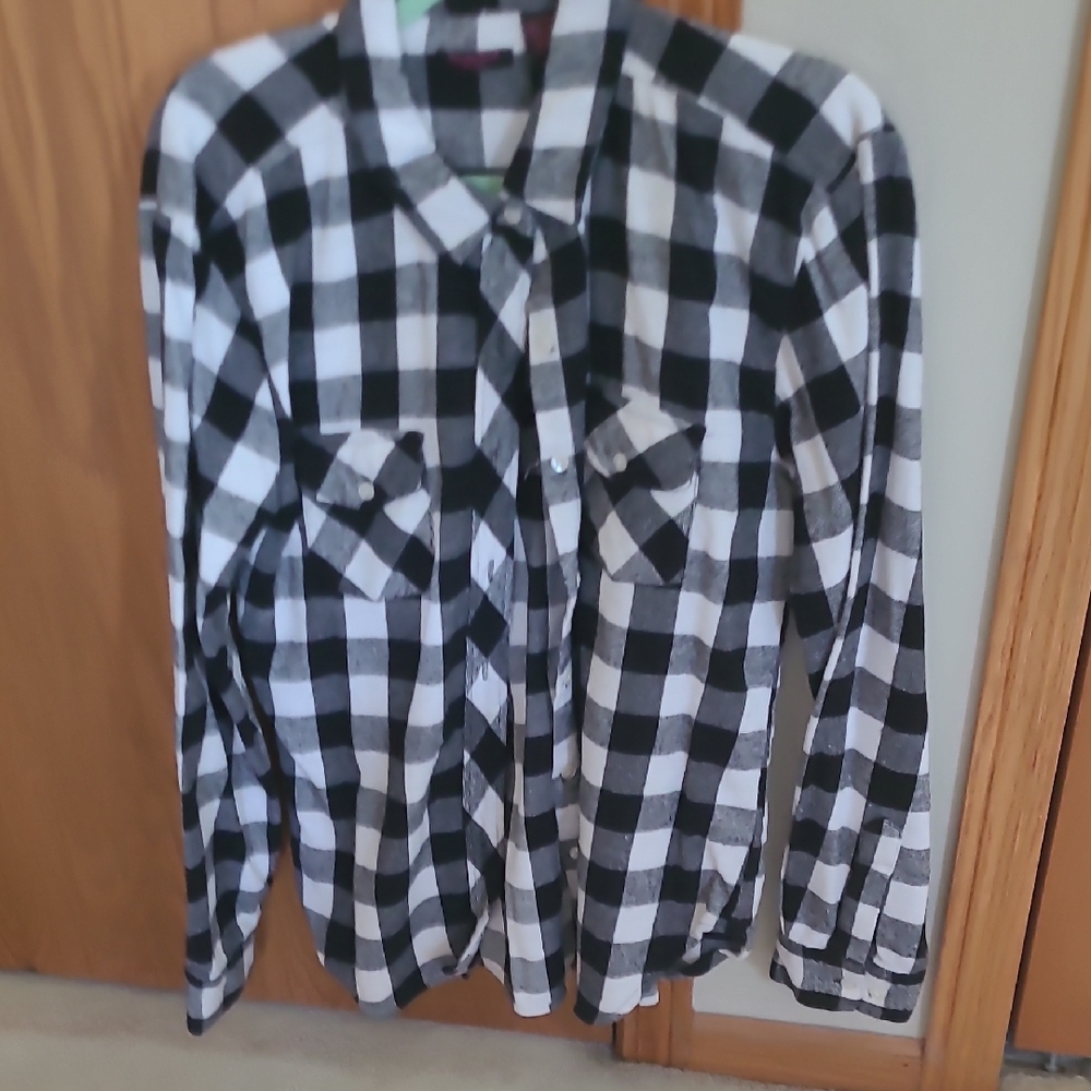 Black and White Checkered Button Down Shirt
